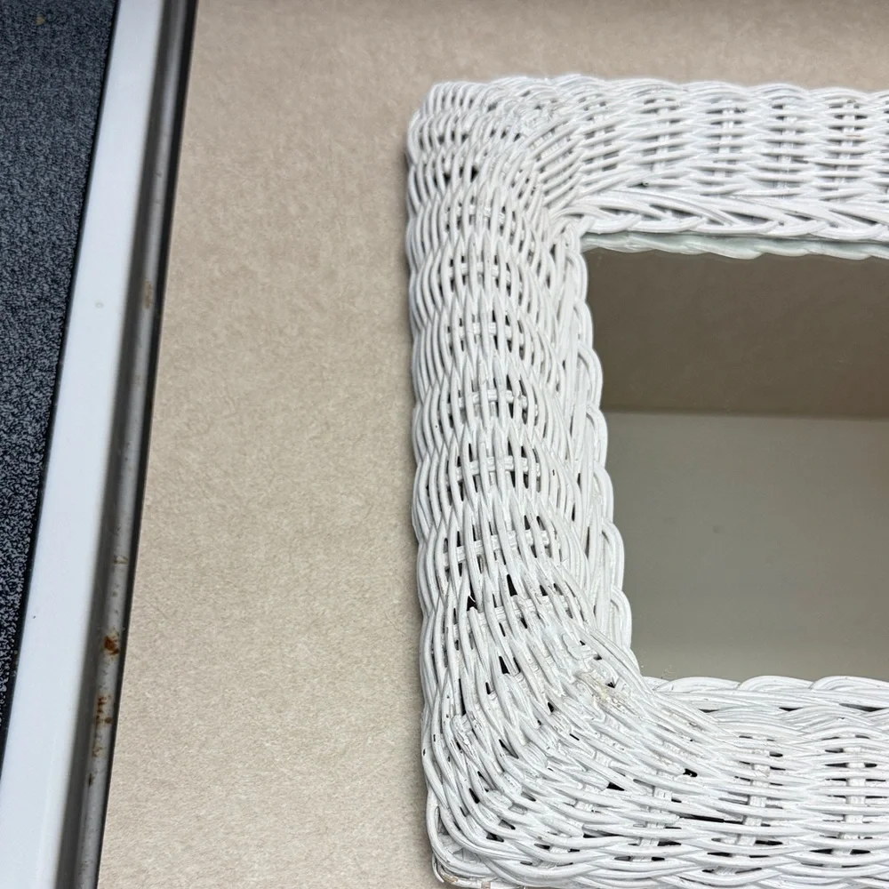 White Wicker Wall Mirror